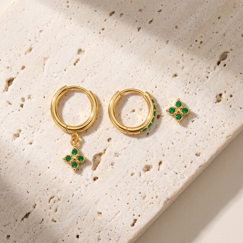 Myrtle Clover Stack Earrings