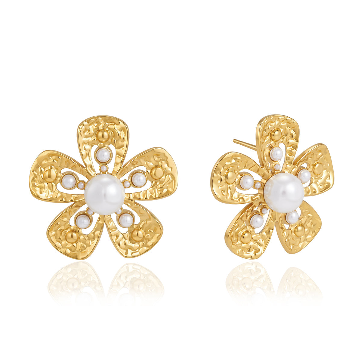 Almond Blossom Pearl Stud Earrings