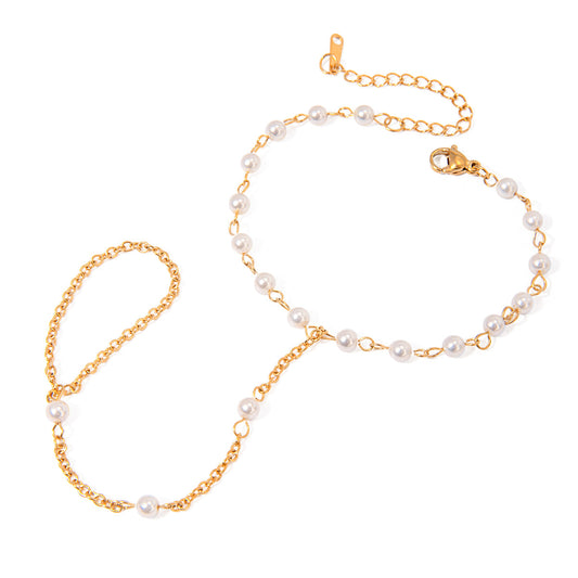 Palma Pearl Hand Chain Ring