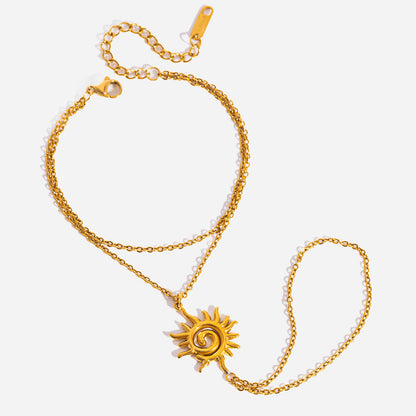 Solstice Sun Charm Hand Chain Bracelet