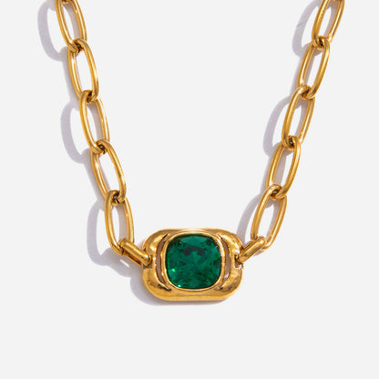 Myrtle Green Stone Paperclip Necklace