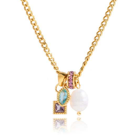 Sirocco Gemstone Charm Curb Necklace
