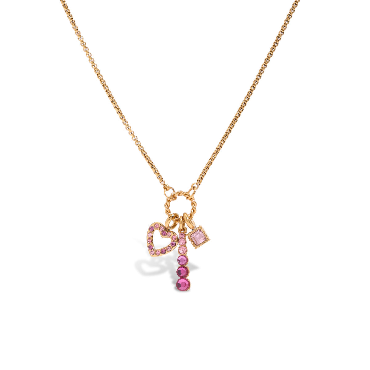 Oleander Pink Bow Charm Necklace