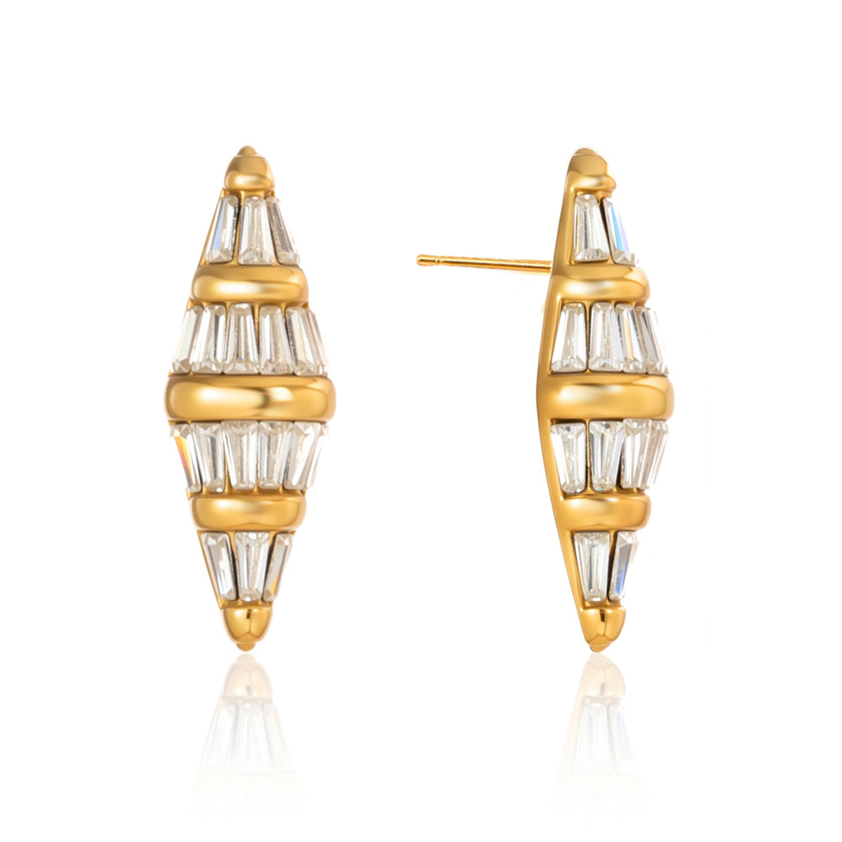 Cypress Rhombus Baguette Stud Earrings