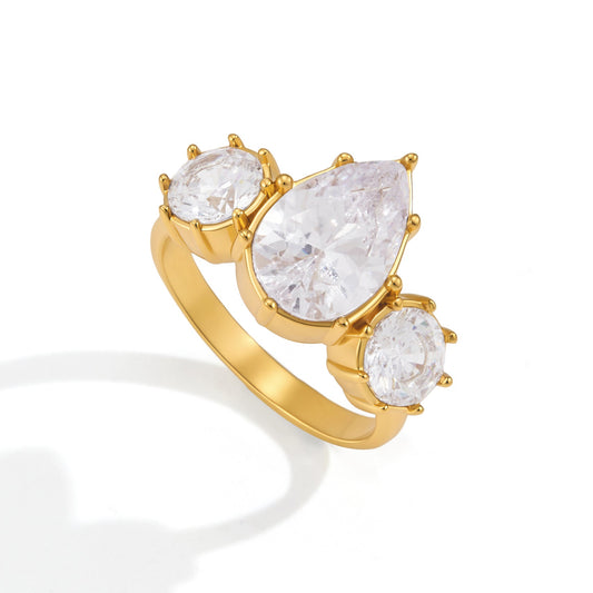 Solstice Teardrop Trio Ring