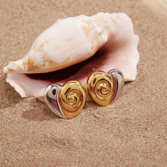 Corallo Swirled Heart Stud Earrings