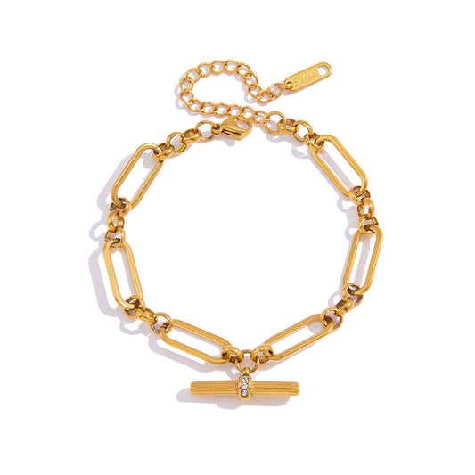 Mistral Paperclip T-Bar Chain Bracelet