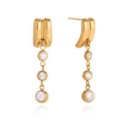 Ionia Triple Bezel Drop Earrings
