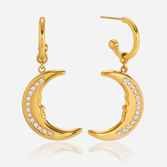 Selene Crescent Moon Drop Earrings