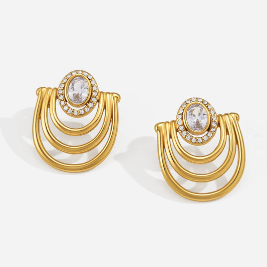 Aurora Halo Arc Stud Earrings