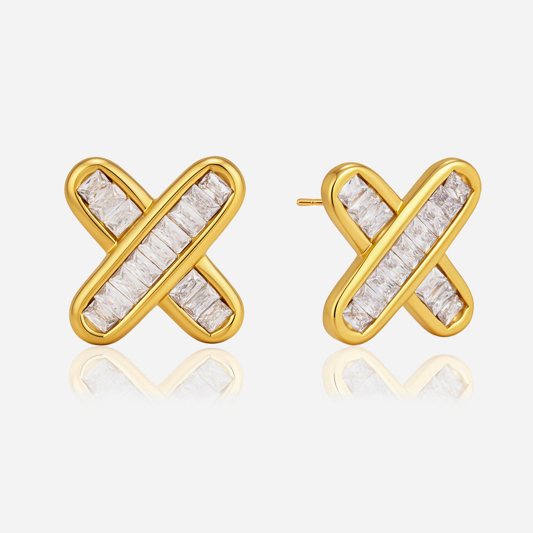 Solstice Baguette Cross Stud Earrings