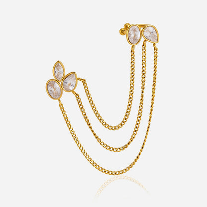 Zephyr Draped Chain Ear Cuff Earrings