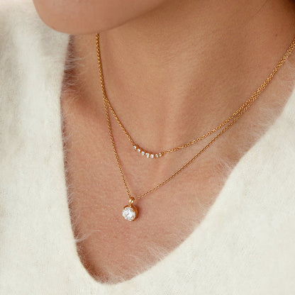 Cove Solitaire Layered Necklace