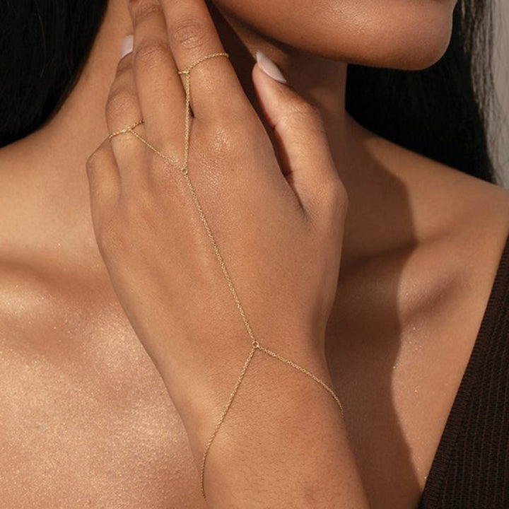 Zephyr Bezel Hand Chain Ring
