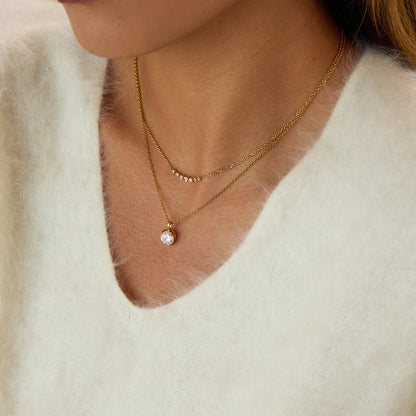 Cove Solitaire Layered Necklace