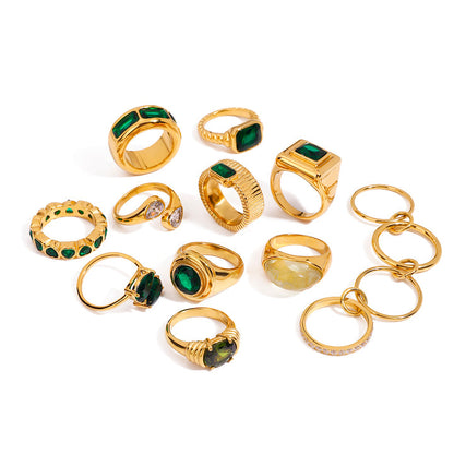 Cypress Green Stone Signet Ring