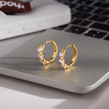 Menorca Bezel Oval Huggie Earrings