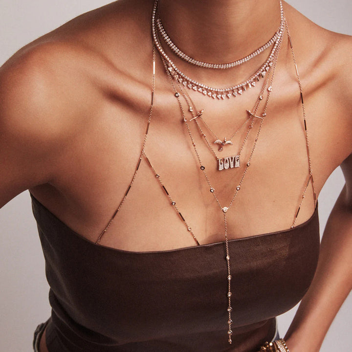 Formentera Bezel-Set Lariat Necklace