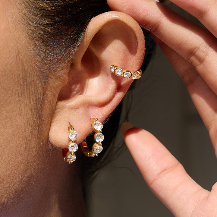 Menorca Bezel Oval Huggie Earrings