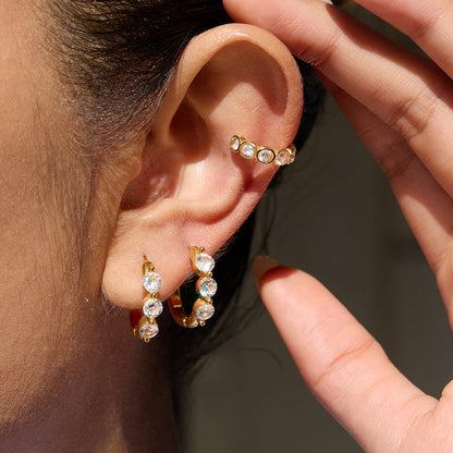 Menorca Bezel Oval Huggie Earrings
