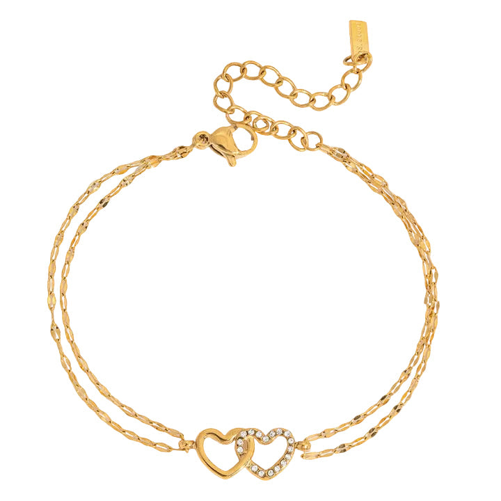Estiu Double Heart Chain Bracelet