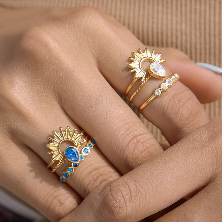 Calanque Blue Sunburst Crown Ring