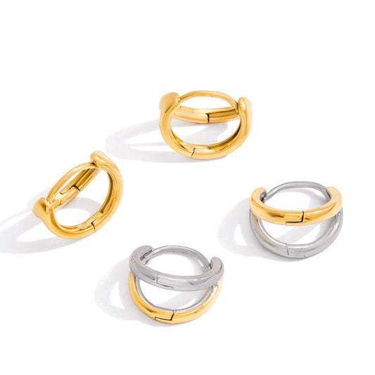 Zephyr Two-Tone Huggie Hoop Earrings