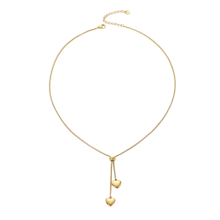 Dune Double Heart Lariat Necklace