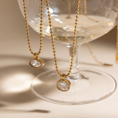 Alba Marquise Ball Chain Necklace