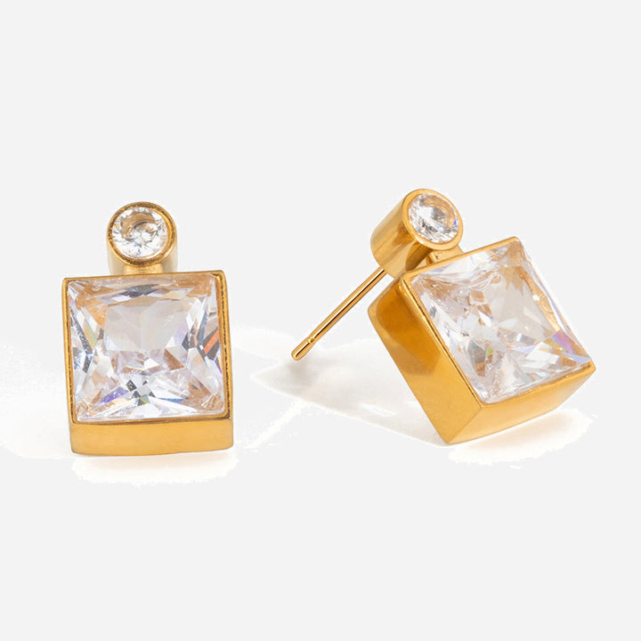 Alba Square-Cut Crystal Stud Earrings