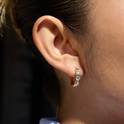 Menorca Bezel Oval Huggie Earrings