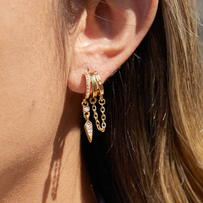Marea Pavé Huggie Chain Earrings