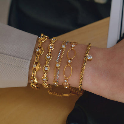 Cadaqués Oval and Crystal Chain Bracelet