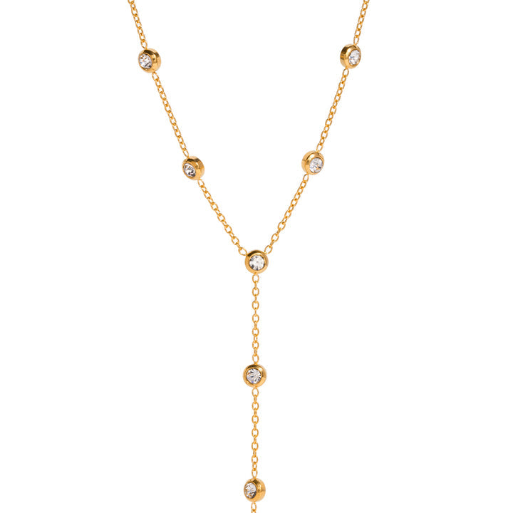 Formentera Bezel-Set Lariat Necklace
