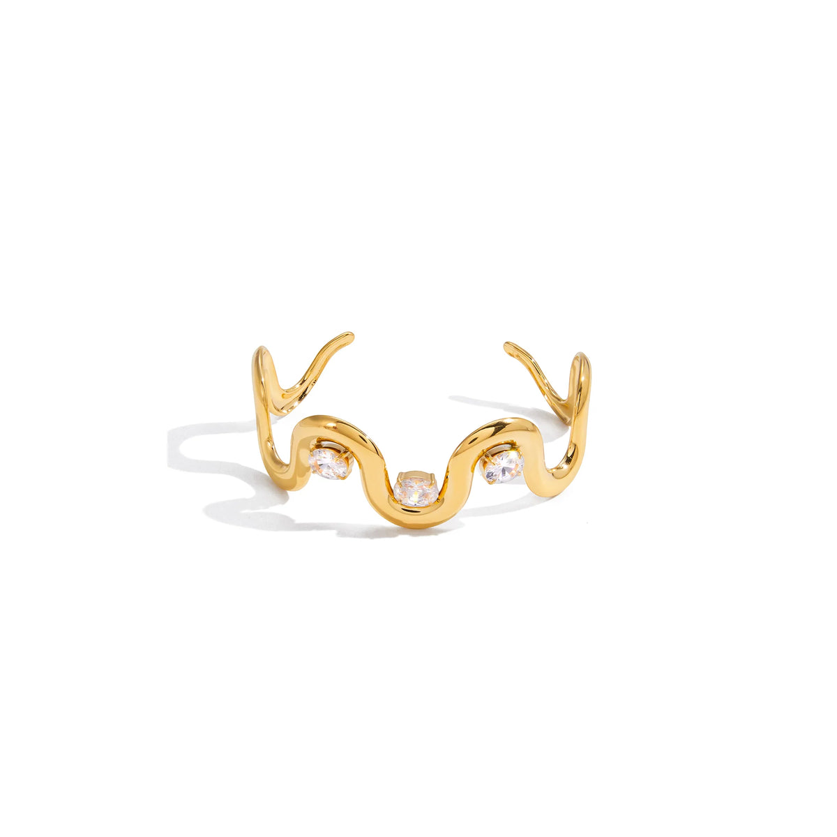 Alba Wavy Zircon Cuff Bracelet