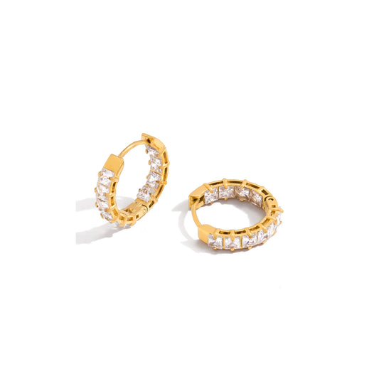 Olive Grove Mixed-Cut Hoop Earrings