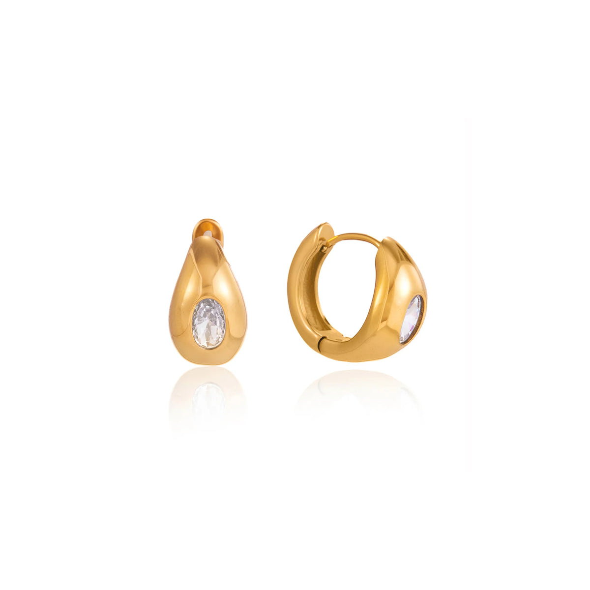 Riviera Domed Crystal Huggie Earrings