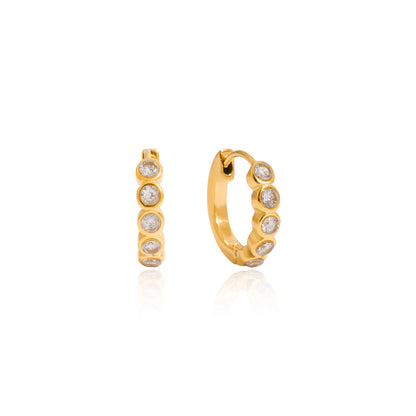 Seaspray Bezel-Set Huggie Earrings