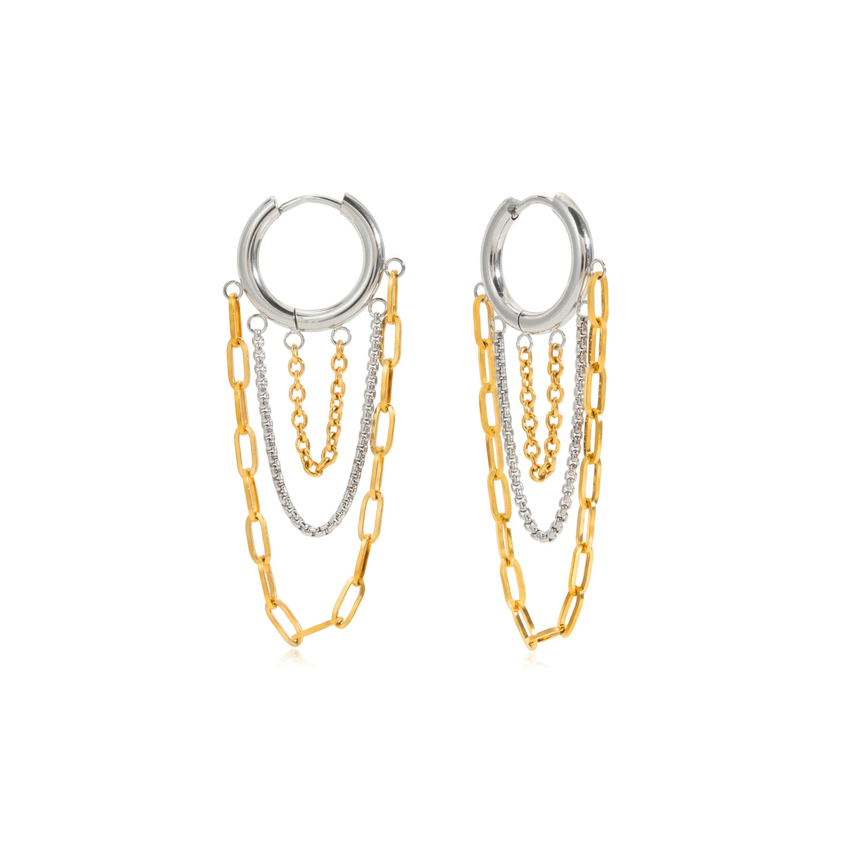 Aegean Two-Tone Fringe Hoop Earrings