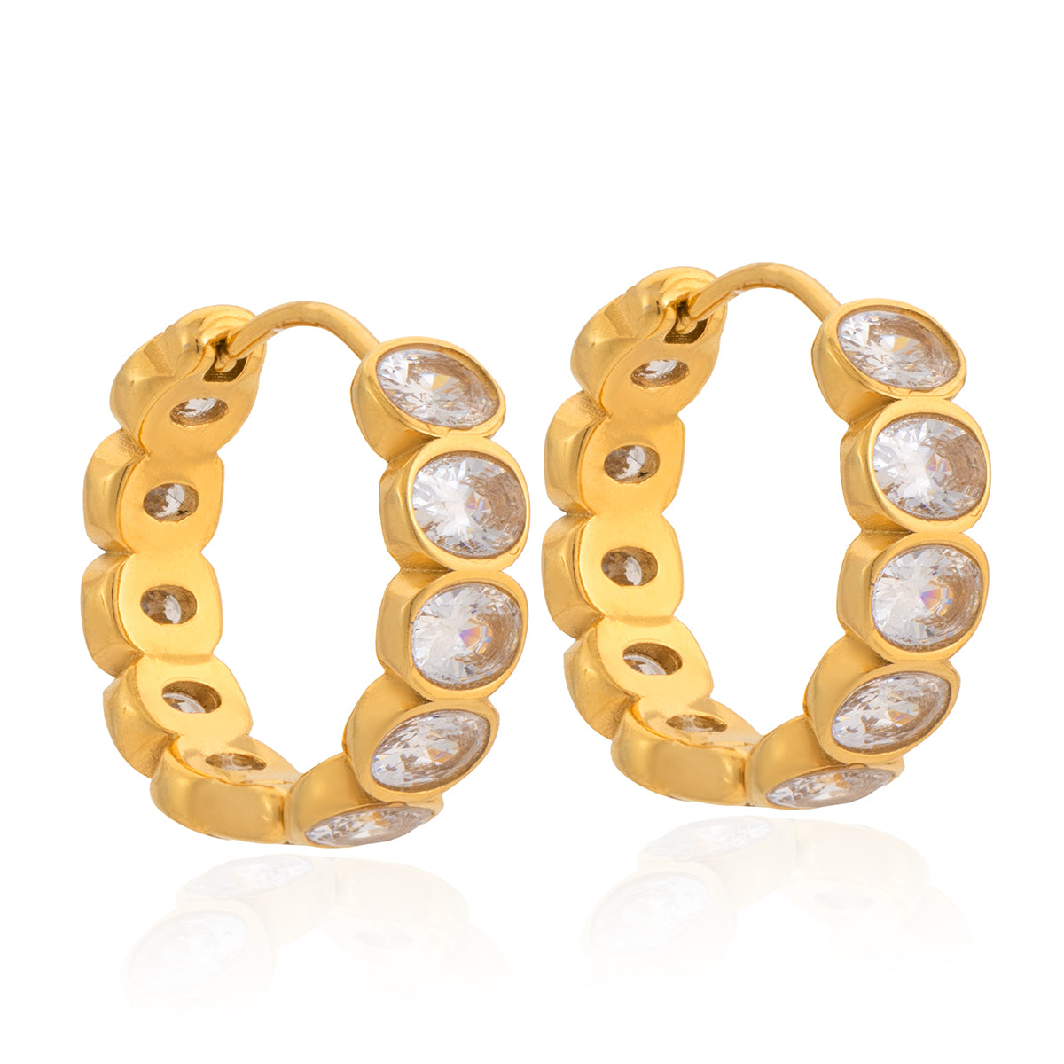 Menorca Bezel Oval Huggie Earrings
