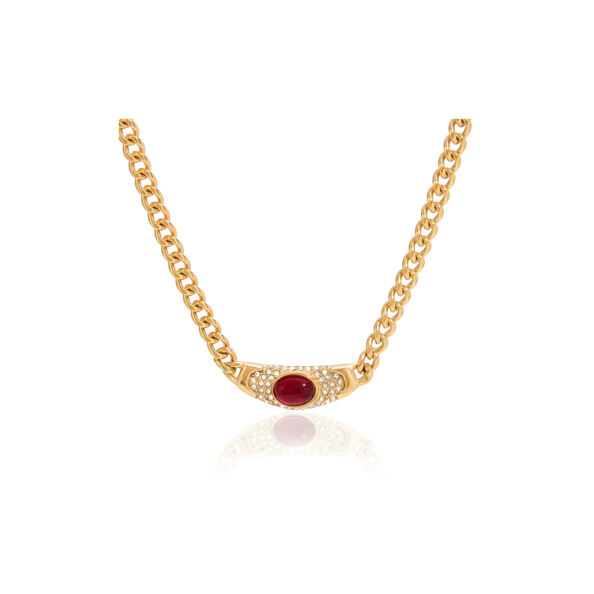 Sirocco Red Stone Curb Necklace