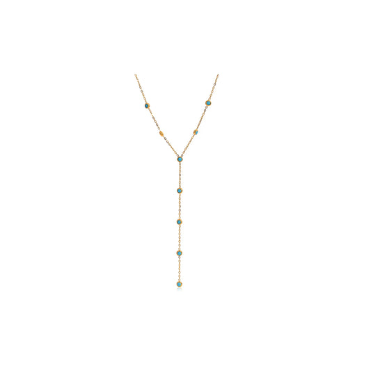 Olive Branch Green Stone Y Necklace