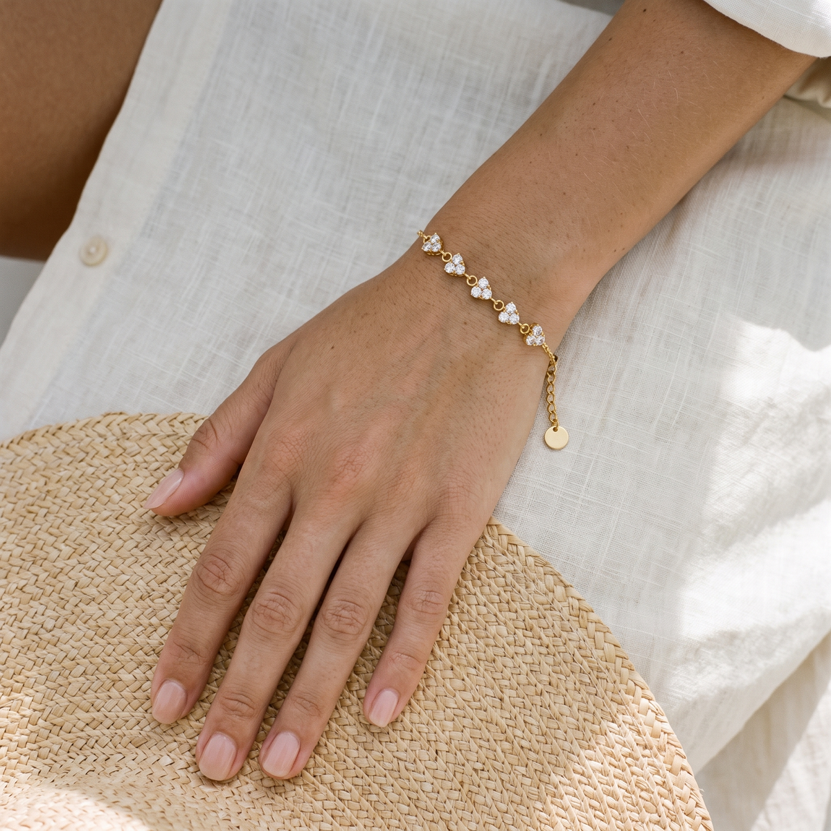 Mimosa Clover Trefoil Bracelet close-up on the wrist