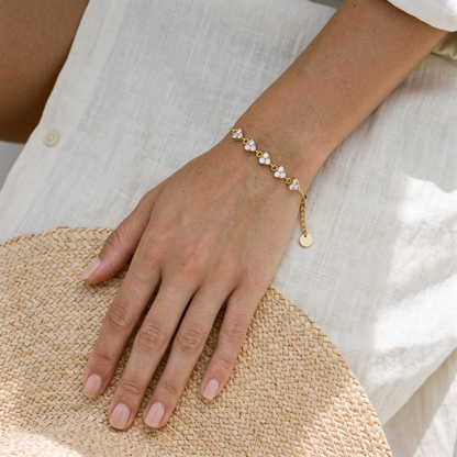 Mimosa Clover Trefoil Bracelet close-up on the wrist