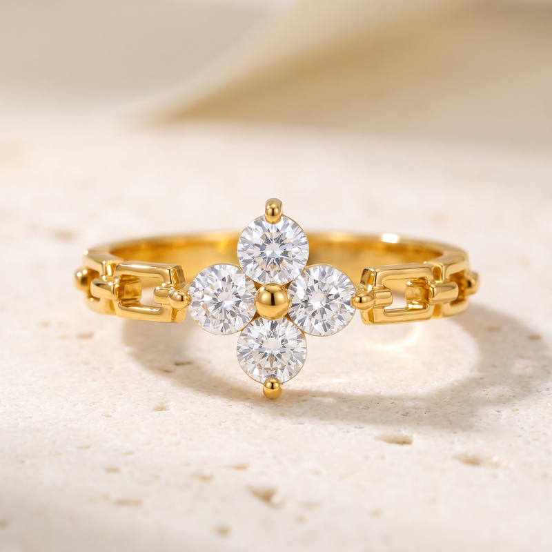 Myrtle Clover Zircon Ring